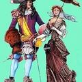 1682 г. Французский офицер, одетый в стиле "блуммер", и дама